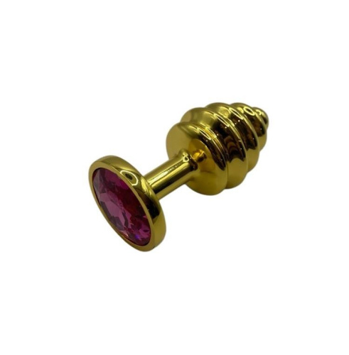 Металева анальна пробка із кристалом Пікантні Штучки Gold Ruby - розмір S - купити в Україні | Секс шоп SEX-SHOP.ua